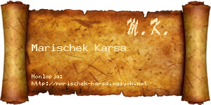 Marischek Karsa névjegykártya